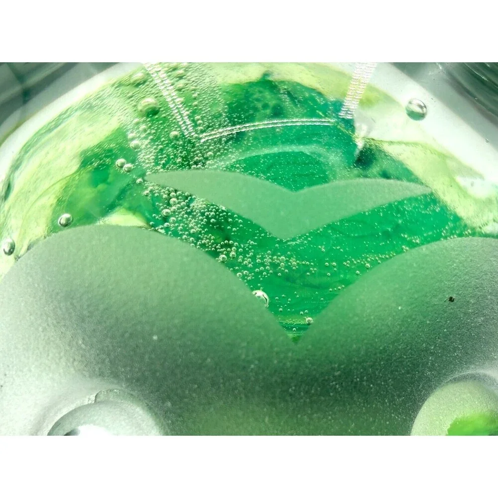 Kerry Glass Art Blown Glass Paperweight Owl‎ Green Swirl Hand Made in Ireland